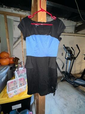 Iz Byer Black and Blue Colorblock Mini Dress